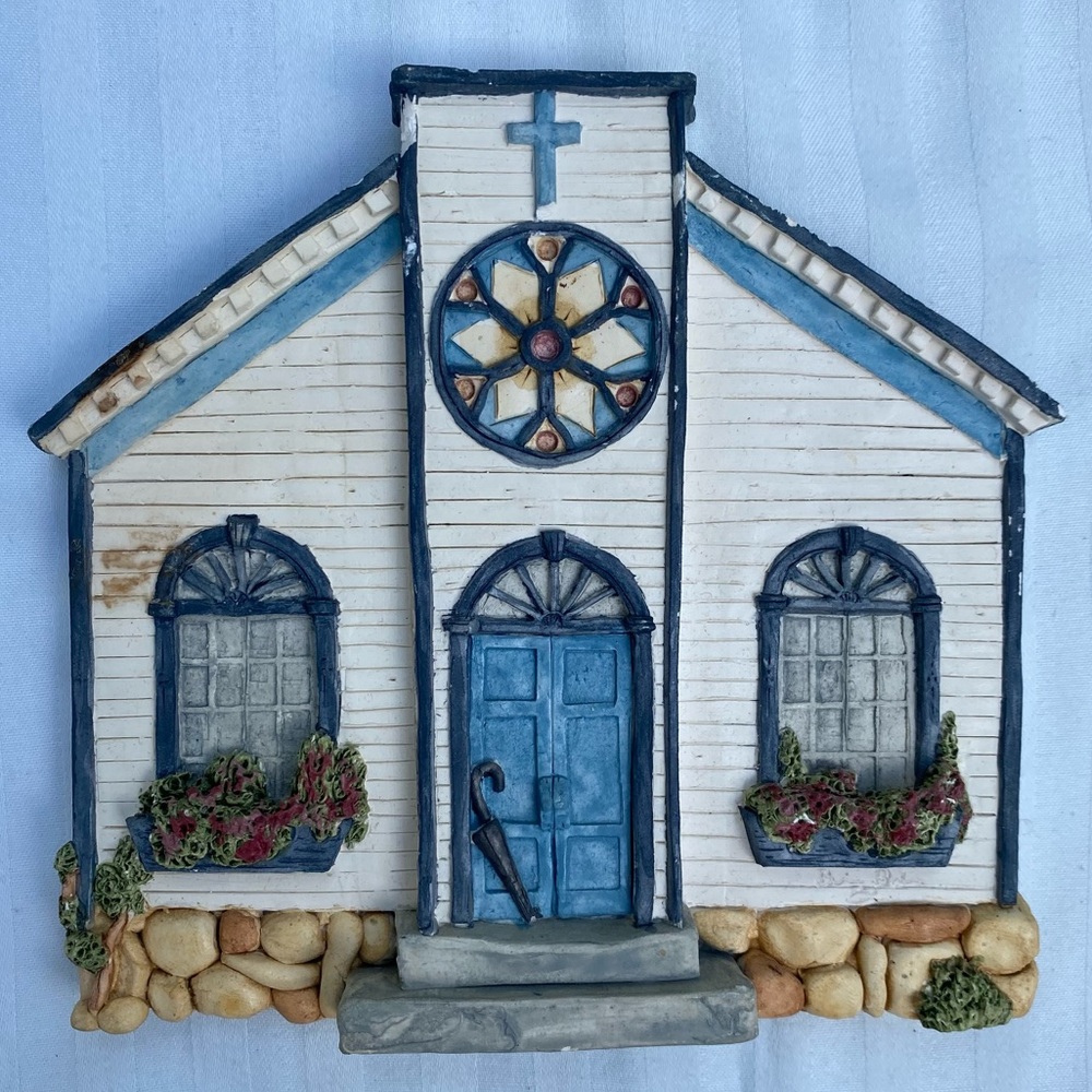 Vintage 1989 Brian Baker’s Deja Vu Collection “1522 Country Church” Wall Hanging